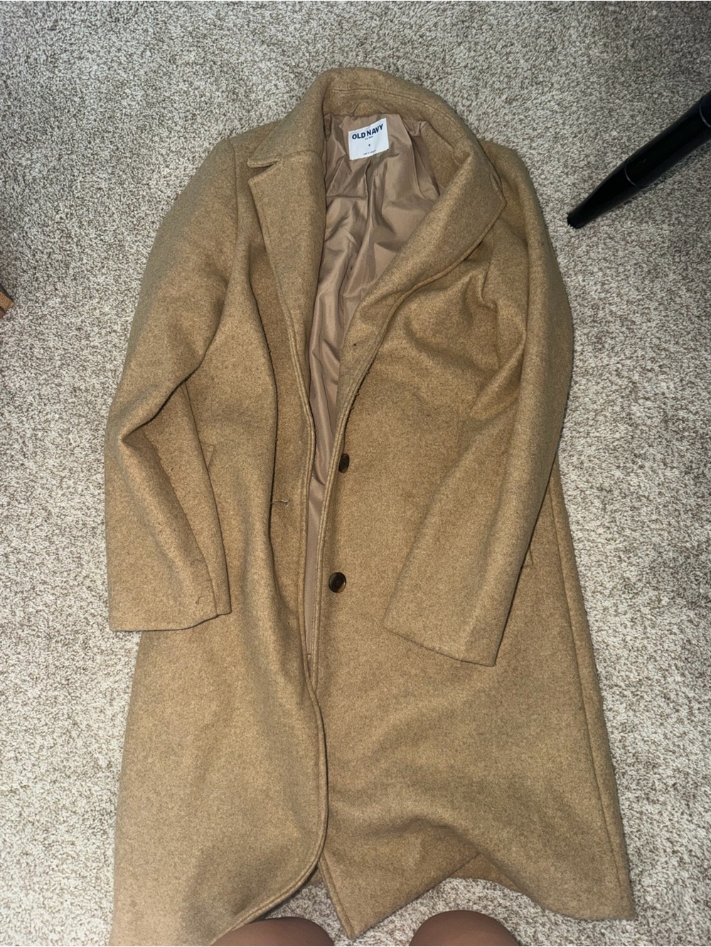 Old Navy Camel Brown Wool-Blend Trench Coat